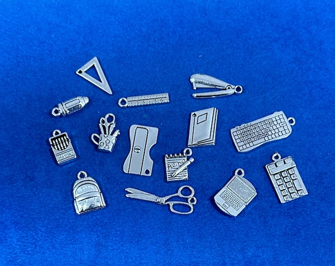 Silver Work, School and Office Items Charm and Pendants  ~ Set of Fourteen
