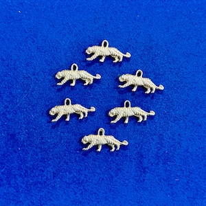 18kt Gold Plated Small Zodiac Tiger Charm Pendants - Set of Six