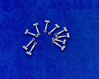 Small Silver Auctioneers Gavel, Judges Hammer or Ceremonial Mallet Charm Pendant - Set of Ten