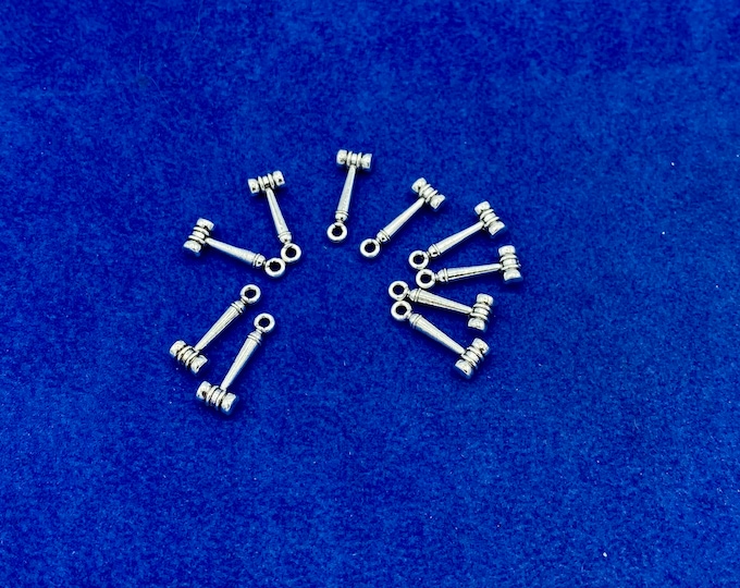 Small Silver Auctioneers Gavel, Judges Hammer or Ceremonial Mallet Charm Pendant - Set of Ten