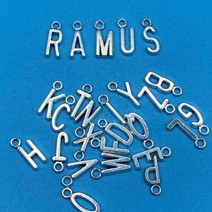 Silver Capital Letter Alphabet Charm Pendants  ~ A to Z ~ Set of Twenty-Six