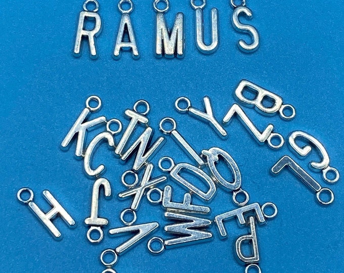 Silver Capital Letter Alphabet Charm Pendants  ~ A to Z ~ Set of Twenty-Six