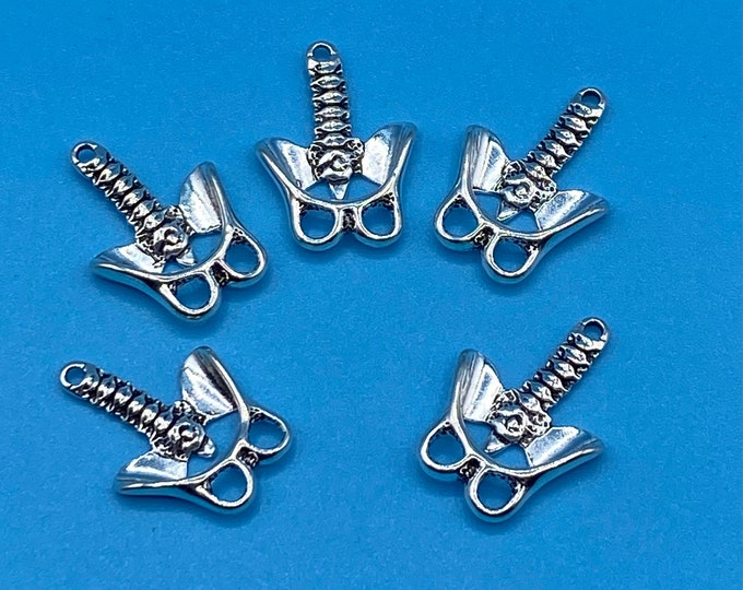 Large Silver Pelvis Hip Charm Pendant ~ Set of Five