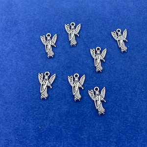 Silver Mini Archangel Saint Raphael Charm Pendant - Set of Seven