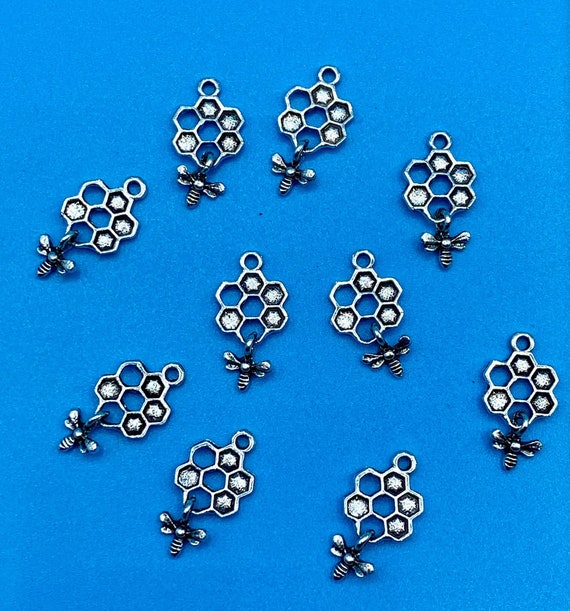 Lot De 10 Breloques Pendentifs En Forme De Bourdon/abeille - Argent - Neuf - Pour Création De Bijoux Artisanaux