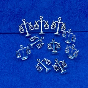 Silver Scales of Justice Charms: Libra, Lawyers - Set of Ten