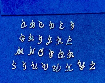 Silver Curly Capital Letter Alphabet Charm Pendants  ~ A to Z ~ Set of Twenty-Six