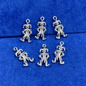 Silver Royal Court Jester Joker Fool Charm Pendants - Set of Six