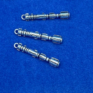 Dr Who's Sonic Screwdriver Silver Charm Pendants - Set of Three