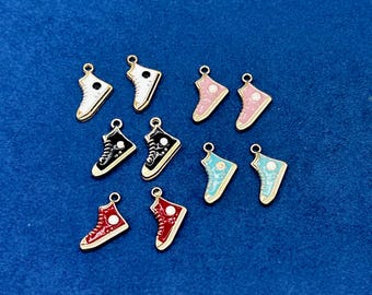 Basketball Boots High Top Trainers Charm Pendants in Colourful Enamels & Gold x 5 Pairs