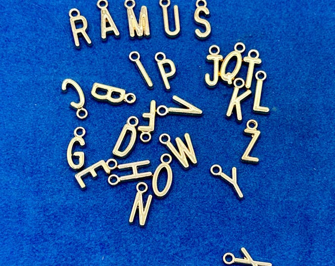 English Latin Alphabet Capital Letters In Pale Gold Charm Pendants - A to Z ~ Set of Twenty Six