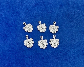 Silberner The Green Man 'Foliate' Kopf Charm Anhänger - Set von Sechs