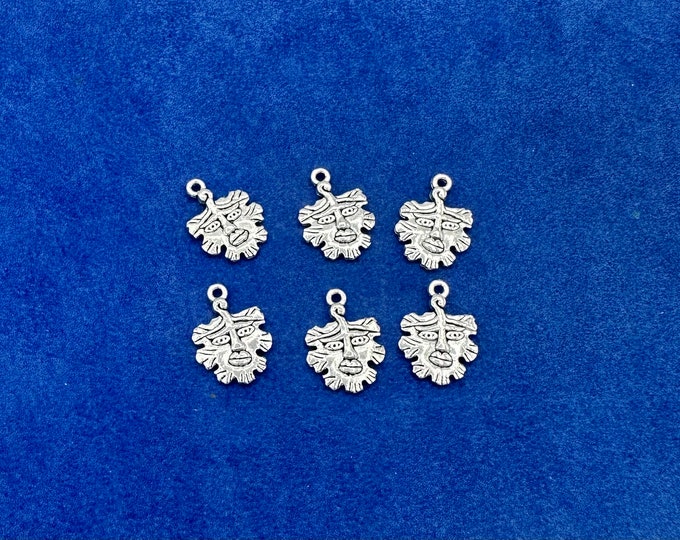 Silver The Green Man ‘Foliate’ Head Charm Pendant - Set of Six