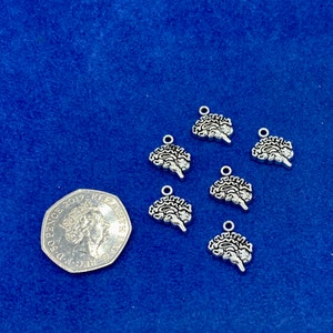 Mini Silver Human Brain Charms and Pendants - Set of Six