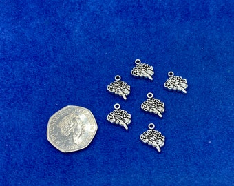 Mini Silver Human Brain Charms and Pendants - Set of Six