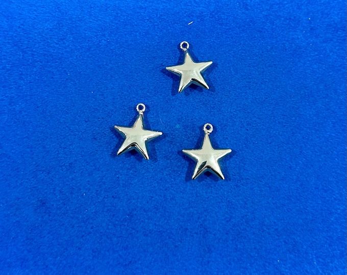 New Medium Size 18kt Gold Plated Brass Hollow Stars - Set of Three