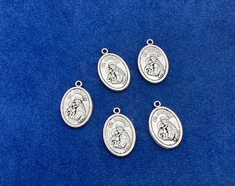 Silver Religious Medal of Saint Anthony of Padua Charm Pendant - set of Five
