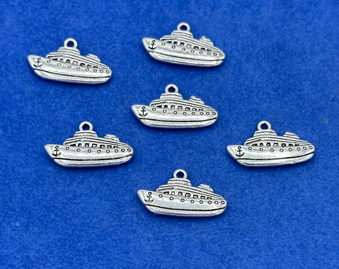 Silver Cruise Passenger Ship Charm Pendants - Set of Six