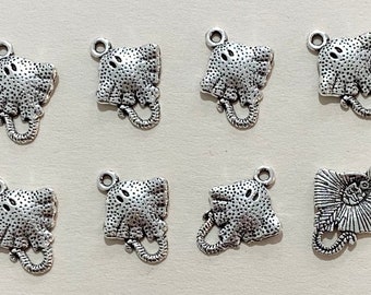 Silver Sting Manta Ray Charm Pendants - Set of Eight