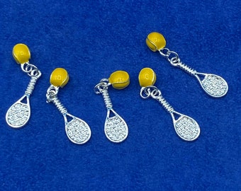 26mm Silver Yellow Plated Tennis Racquets Charm 26mm Silver Yellow Plated Tennis Racquets Charm