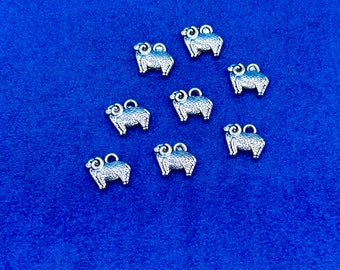 Mini Silver Astrology Symbol Aries the Ram Zodiac Charm Pendants - Set of Eight