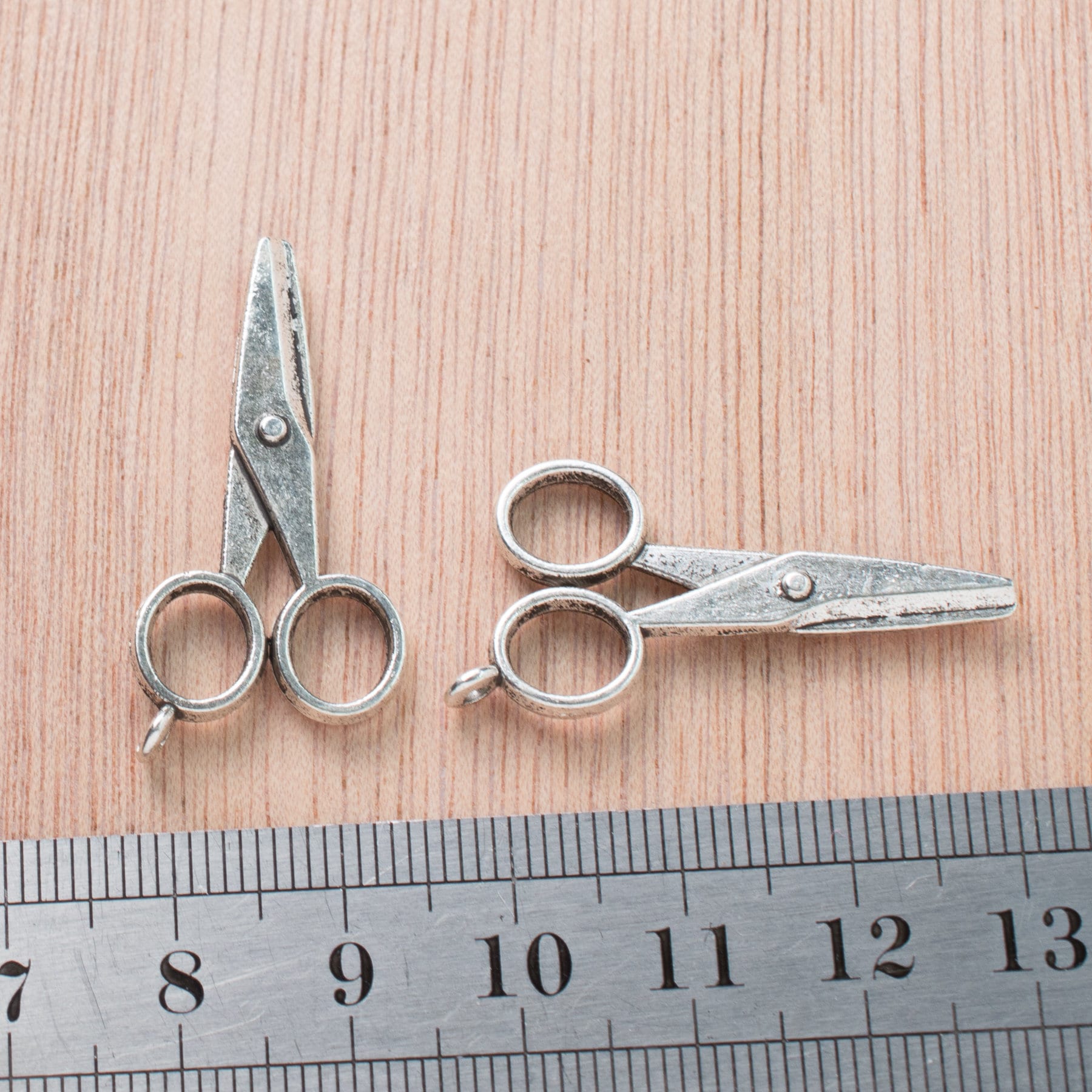 Silver Scissor Charms Set of Five Etsy