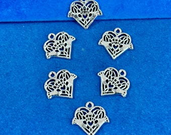 New Decorative Filagree Stylised Irish Claddagh Heart being held with Two hands ~ Set of Six