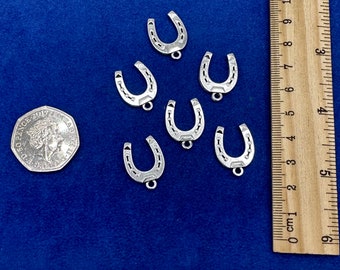 Medium Silver Lucky Horse Shoe Charm and Pendants - Set of Six