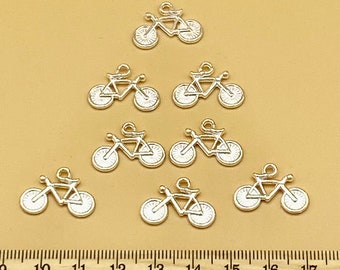 Traditional Silver Racing Bicycle Charms and Pendants - Set of Eight