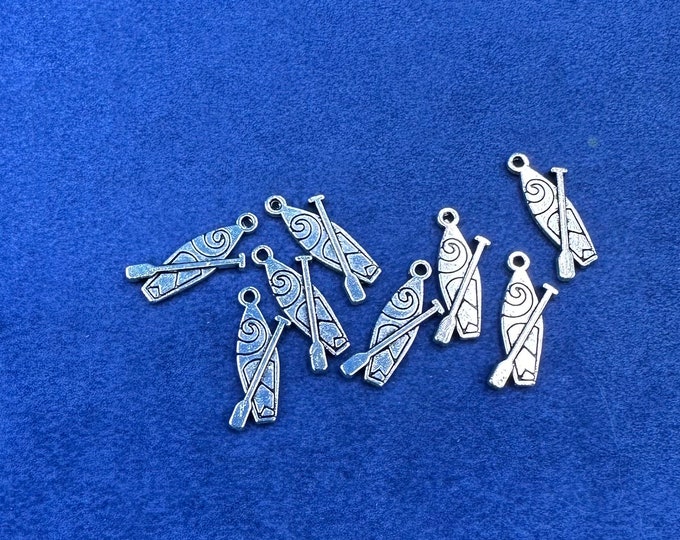 Silver Stand up Paddle Board Surf Board Charms Pendants - Set of Eight