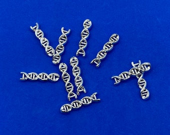 Silver DNA Double Helix Charm Pendants - Set of Ten