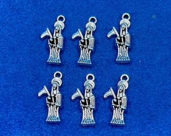 Silver Santa Muerte Icons The Patron Saint of Death Charm Pendants - Set of Six