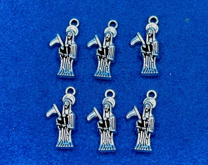 Silver Santa Muerte Icons The Patron Saint of Death Charm Pendants - Set of Six