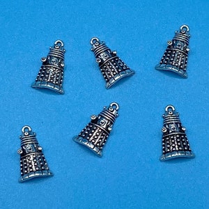 Silver Daleks Dr Who&#39;s Nemesis Charm Pendants -  Set of Six