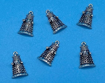 Silver Daleks Dr Who's Nemesis Charm Pendants -  Set of Six