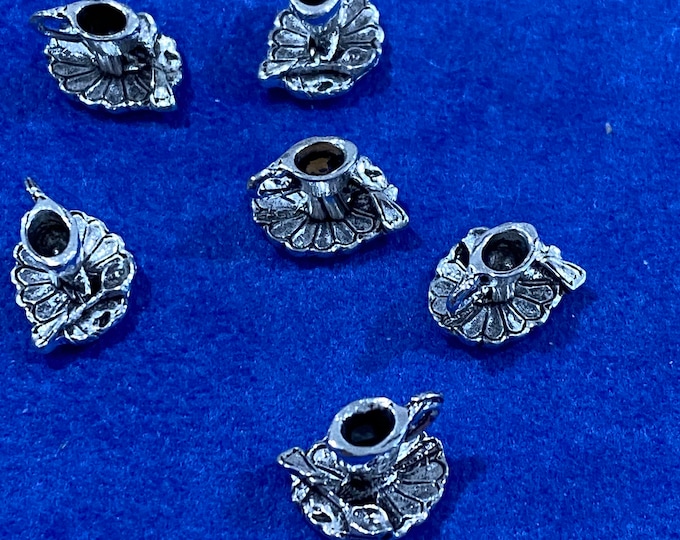 Silver Tea Cup Saucer and Spoon Charms Pendant From Alice’s Adventures In Wonderland - Set of Six