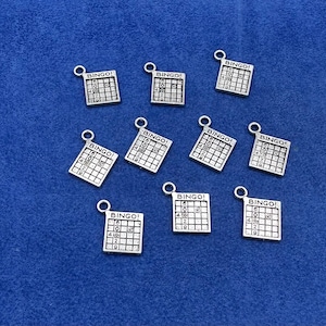 Pendentifs à breloques en argent pour jeu de société de bingo - Lot de dix