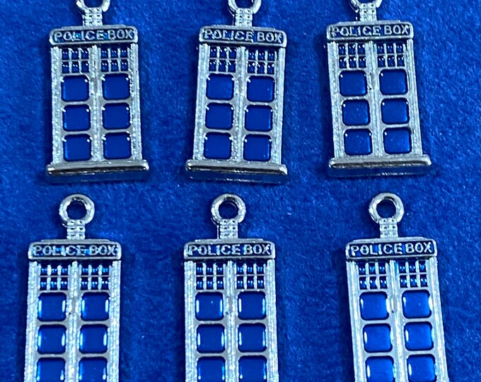 Police Telephone Box Kiosk Dr Who's TARDIS ~ Blue Enamel Charm Pendants ...