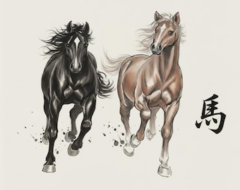 Chinese New Lunar Year Greetings Card - Year of the Fire Horse 2026