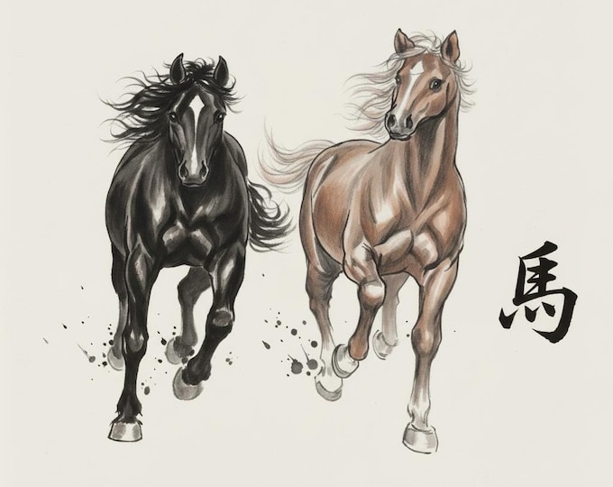 Chinese New Lunar Year Greetings Card - Year of the Fire Horse 2026