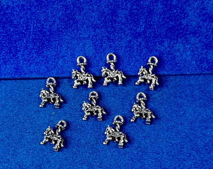 Silver Fairground Carousel Horses Charm Pendant  - Set of Eight