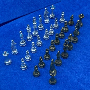 Silver & Bronze Chess Piece Charms: Full Set of 32, Antique Finish