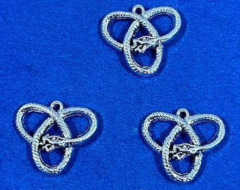 Traditional Silver Ouroboros Snake Symbol Charm Pendants  - Set of Three