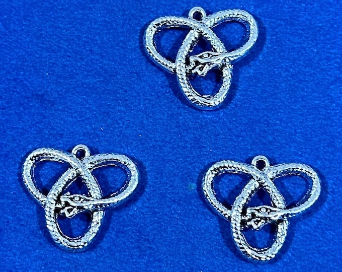Traditional Silver Ouroboros Snake Symbol Charm Pendants  - Set of Three