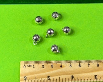 Mini Silver Solid Football Charm Pendants - Set of Six