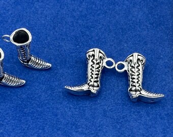 Silver Medieval Knights Armour Boots Charm Pendants - Two Pairs