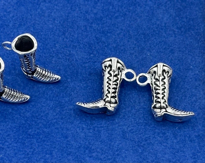 Silver Medieval Knights Armour Boots Charm Pendants - Two Pairs