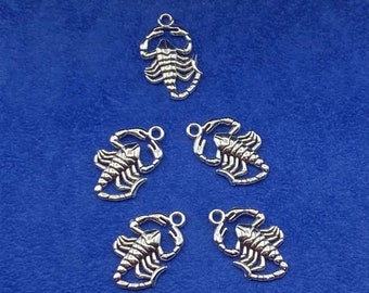 Silver Scorpio Zodiac Astrological Star Sign Charm Pendants - Set of Five