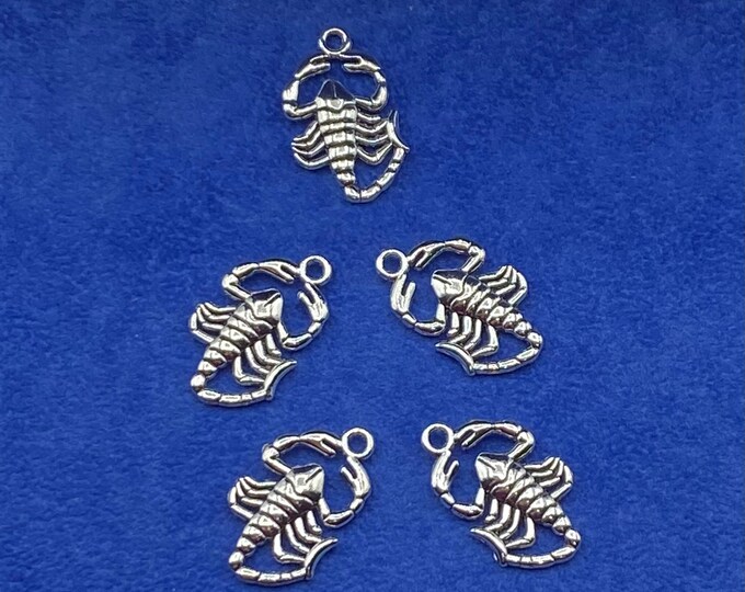 Silver Scorpio Zodiac Astrological Star Sign Charm Pendants - Set of Five