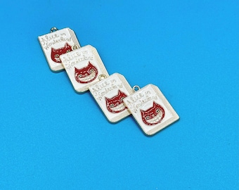 Gold & Enamel Cheshire Cat Book Charm Pendants From Alice’s Adventures In Wonderland ~ Set of Four